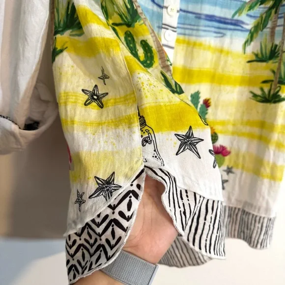 John Mark White Button-Down Top Colorful Beach Vacation Dog Resort Wear Print XL - Picture 7 of 15